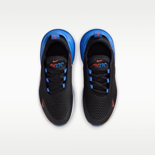 Nike Air Max 270 Little Kids' Shoes (Black/Blue Crystal/White/Turf Orange) Size 1.5