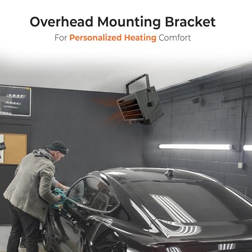 Comfort Zone Hard-Wired Ceiling Mount Garage Space Heater with Remote, 7,500 Watt, 240 Volt, Fan-Forced, Overheat Protection, Digital Thermostat, 12-Hour Timer, Ideal for Garage & Workshop, CZ230ERBK