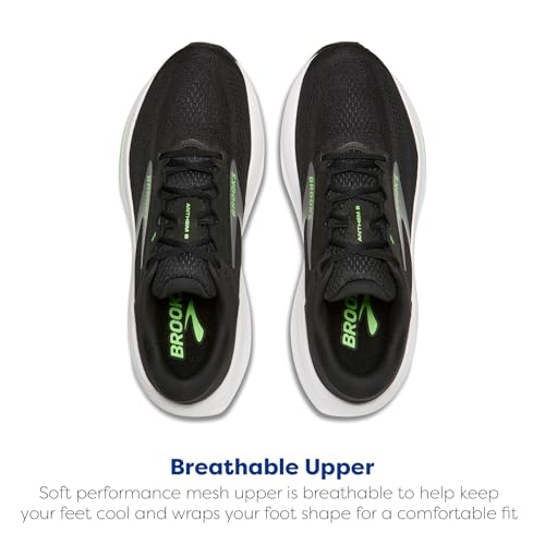 Brooks Men’s Anthem 8 Neutral Running Shoe - Black/Grey/Green - 10.5 Medium