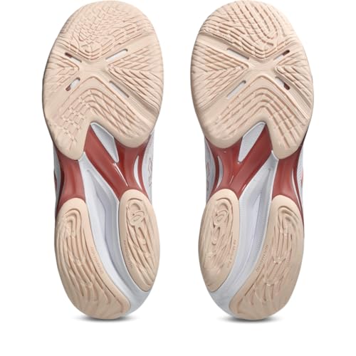 ASICS Women's Netburner Ballistic FlyteFoam Mid Top 4 Volleyball Shoes, 8.5, White/Rose Rouge