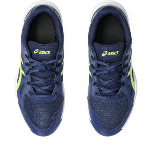 ASICS Kid's Upcourt 6 Grade School Volleyball Shoes, 3, Blue Expanse/Safety Yellow