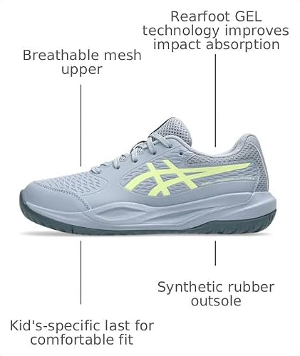 ASICS Kid's Gel-Resolution X Grade School Tennis Shoes, 5, Grey Blue/Pistachio