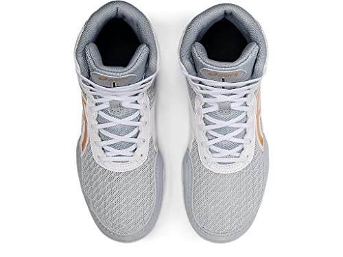 ASICS Kid's Matflex 6 Grade School Wrestling Shoes, 4 Big Kid, GLACIER GREY/PURE GOLD