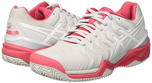 ASICS Gel-Resolution 7 Clay Womens Tennis Shoes E752Y Sneakers Trainers (UK 4 US 6 EU 37, Grey White red 9601)