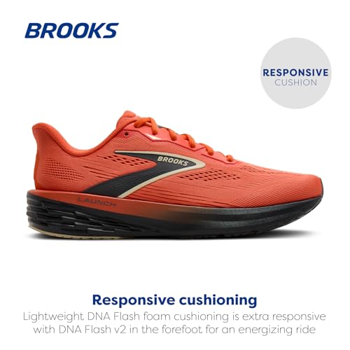 Brooks Men’s Launch 12 Neutral Running Shoe - Tigerlily/Blackened Pearl - 11 Medium