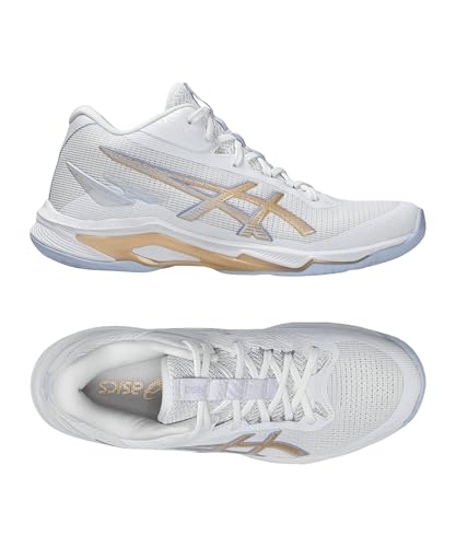 ASICS Women's Netburner Ballistic Ff Mt 4 Sneaker, White Champagne, 8 UK