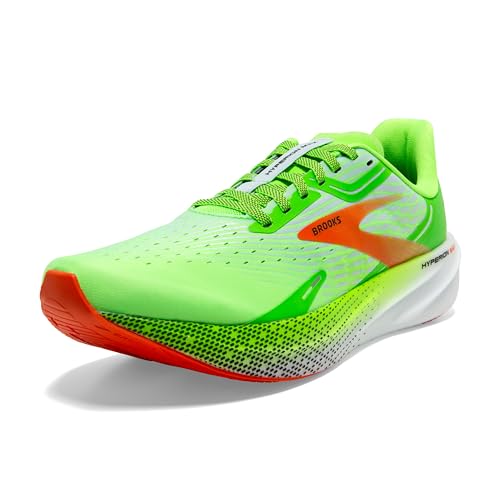 Brooks Men’s Hyperion Max Neutral Running Shoe - Green Gecko/Red Orange/White - 10.5 Medium