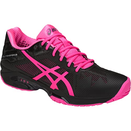 ASICS Womens Gel-Solution Speed 3 Sneaker, Black/Hot Pink/Silver, Size 8