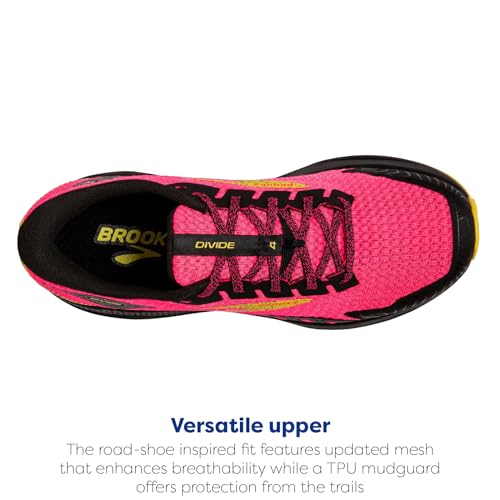 Brooks Women’s Divide 4 Trail Running Shoe - Diva Pink/Black/Lemon Chrome - 5.5 Medium