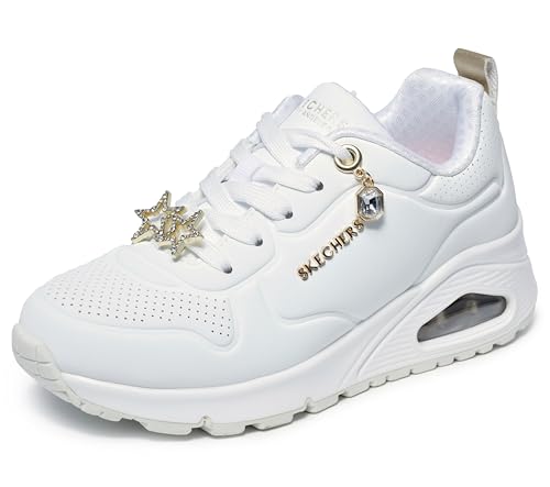 Skechers Kids Uno Gen1 Sneaker, White/Gold, 1 Little Kid