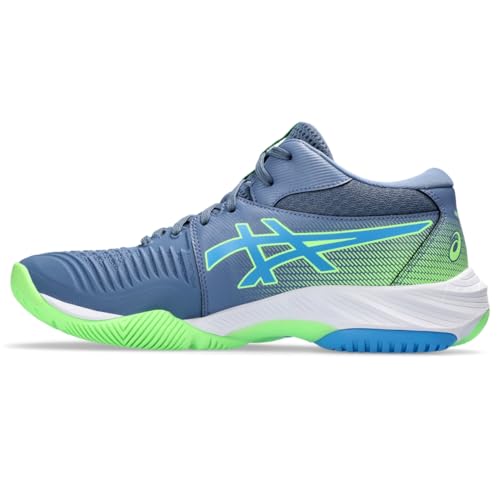 ASICS Men's Netburner Ballistic FlyteFoam Mid Top 3 Volleyball Shoe, 8, Denim Blue/Waterscape
