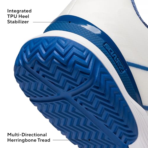 SQAIRZ XRZ Men's Pickleball Shoes, Pickleball Shoes Men, Mens Tennis Shoes, WHT/BLU, 12