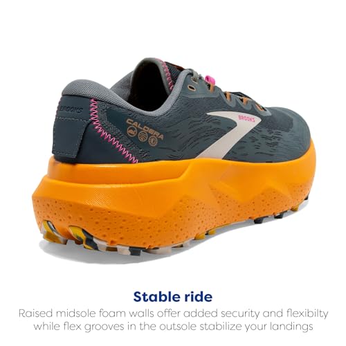 Brooks Men’s Caldera 6 Trail Running Shoe - Slate/Cheddar/Silver Gray - 9.5 Medium