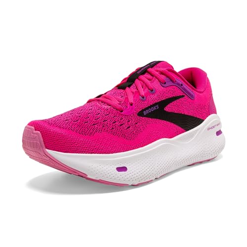 Brooks Women’s Ghost Max Cushion Neutral Running & Walking Shoe - Pink Glo/Purple/Black - 7 Medium