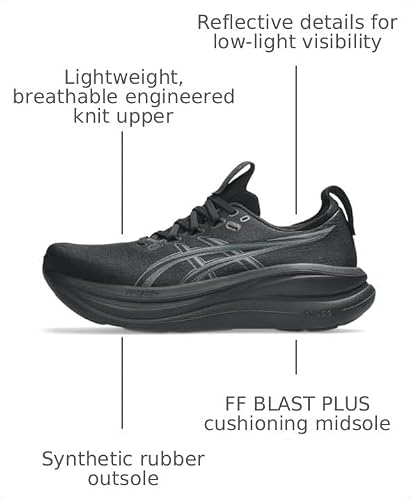 ASICS Men's Gel-Nimbus 28 Running Shoes, 10.5, Black/Graphite Grey