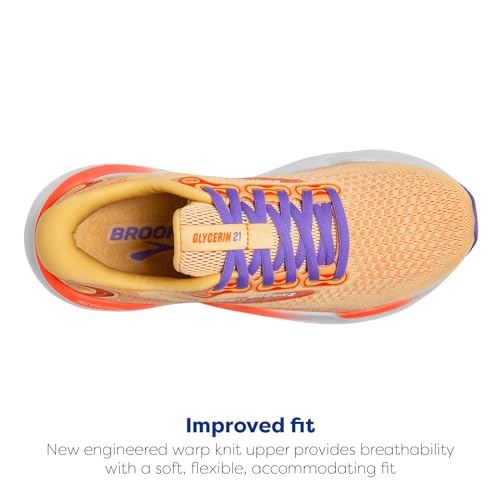 Brooks Women’s Glycerin 21 Neutral Running Shoe - Sunburst/Nasturtium/Purple - 7 Medium
