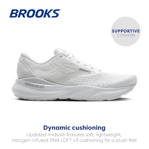 Brooks Women’s Adrenaline GTS 24 Supportive Running Shoe - White/Oyster/Alloy - 8.5 Medium