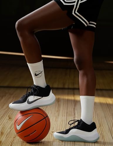 Nike Men's Precision 8 Mid Basketball Shoes, Black/Black-White-Ice Blue, 10.5