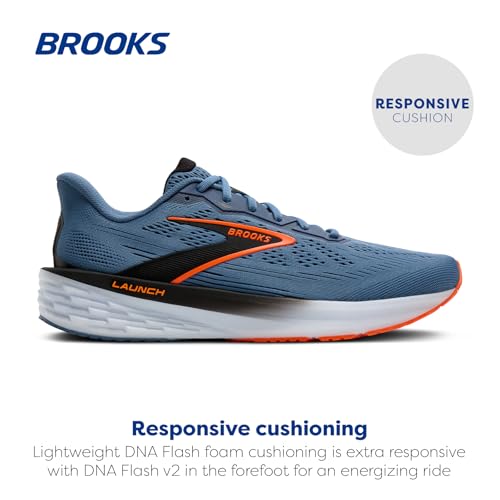 Brooks Men’s Launch 12 Neutral Running Shoe - Moonlight/Black/Orange - 10.5 Medium