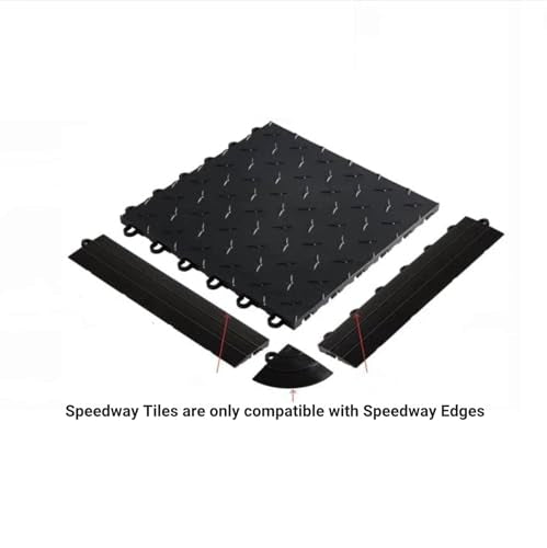Speedway Garage Floor Diamond Tile, 12 x 12 x 0.5 in, Black, 50-Piece Set