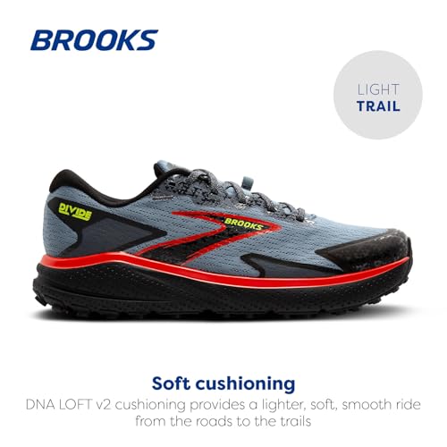 Brooks Men’s Divide 5 Trail Running Shoe - Citadel/Ebony/Lime - 8.5 Medium