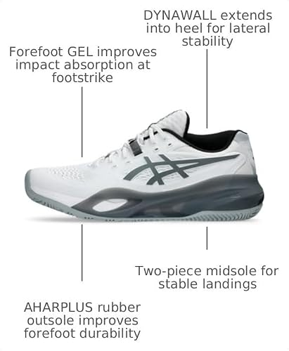 ASICS Men's Gel-Resolution X Padel Tennis Shoes, 9, White/Steel Grey