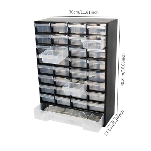 33-Drawer Parts Organizer Storage Cabinet, Wall-Mountable PP Plastic Hardware Box for Garage Crafts and Office, Black