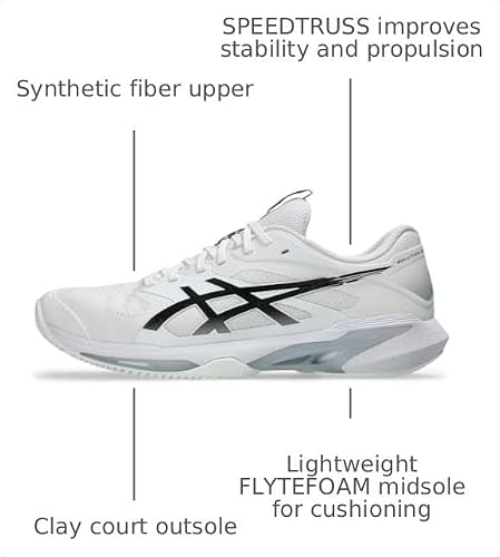 ASICS Men's Solution Speed FlyteFoam 4 Clay Tennis Shoes, 11, White/Black