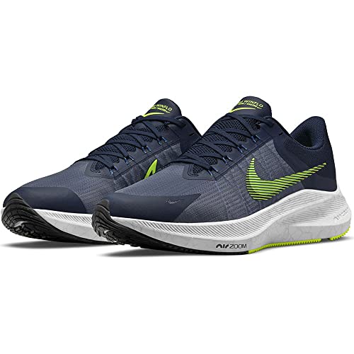 NIKE Men's Running Shoe, Midnight Navy Volt White Hyper Royal, 7.5