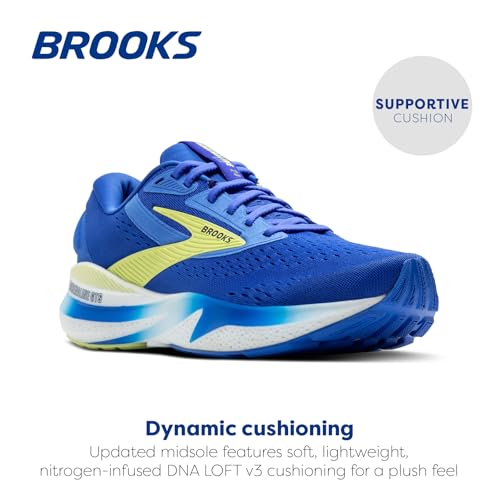 Brooks Men’s Adrenaline GTS 24 Supportive Running Shoe - Cobalt/Neo Yellow/Peacoat - 10 Medium