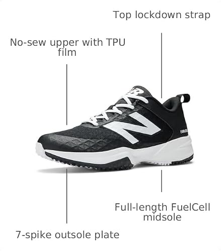 New Balance Men's FuelCell 4040 V8 Turf-Trainer Baseball Shoe, Black/White, 8 W