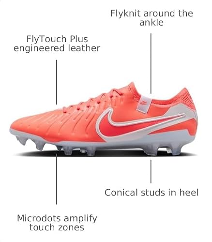 Nike Tiempo Legend 10 Elite Firm-Ground Low-Top Soccer Cleats (DV4328-800, Hot Lava/White) Size 11