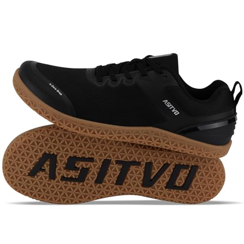 ASITVO Wide Barefoot Shoes Men Gym Zero Drop Sole Minimalist Cross Trainer Width Toe Box Size 11 Sneakers Grounding Walking Shoes Black Oxford 45