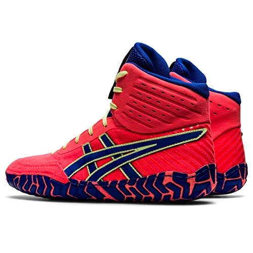 ASICS Men's Aggressor 4 Wrestling Shoes, 10.5, Blazing Coral/Lapis Lazuli Blue