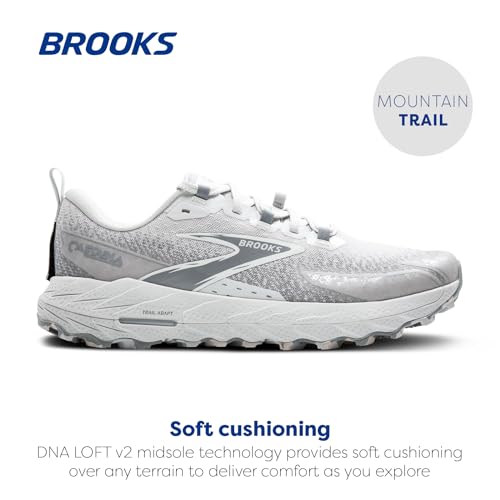 Brooks Men’s Cascadia 18 Mountain Trail Running Shoe - Oyster/Primer Grey/Coconut - 8.5 Medium