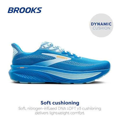 Brooks Men’s Ghost 17 Neutral Running Shoe - Cloissone/Blue/Orange - 9 Medium