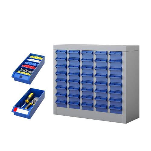 DIYTUNINGS 40 Drawers Parts Cabinet Chest, Bolt Nut Metal Tool Storage with ABS Drawer for Hardware Organization Equipment Shelves Home Garage Workshop Office Supplies, Grey