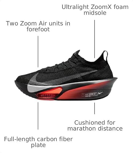 Nike AlphaFly 3 Men's Road Racing Shoes (Black/Bright Crimson/Wolf Gray/Metallic Silver) Size 10