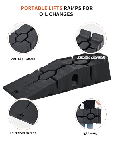 Garvee Plastic Car Service Ramps,Portable Low Profile Car Ramps for Maintenance or Oil Changes,5 Ton (12000 LB) Capacity,Lift Height 6.7 in, Home Garage,Vehicle Auto Garage Repair 2 Pack