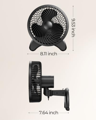 Koonie 8'' Wall Mount Fan, Quiet Small Fan with Timer, 8.2ft Wired Remote