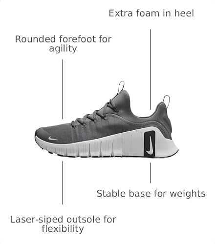 Nike Free Metcon 6 Men's Workout Shoes (HM3754-002, Gunsmoke/Black/White) Size 9