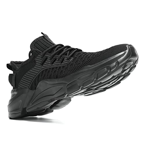 Srenket Men's Running Shoes Non Slip Shoes Breathable Lightweight Fashion Sneakers Slip Resistant Athletic Sports Walking Gym Work Shoes All Black