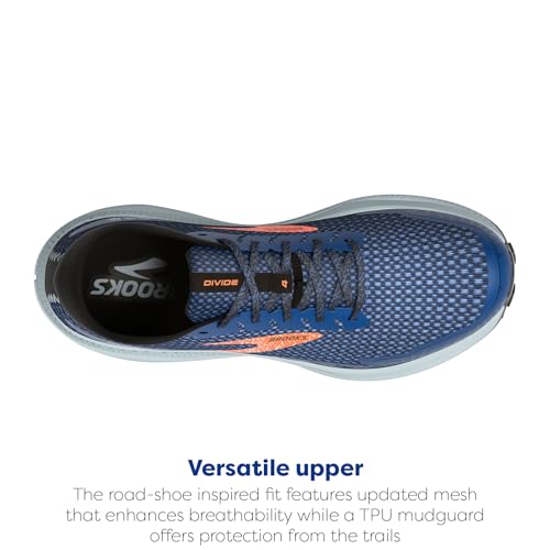 Brooks Men’s Divide 4 Trail Running Shoe - Blue/Navy/Firecracker - 7 Medium