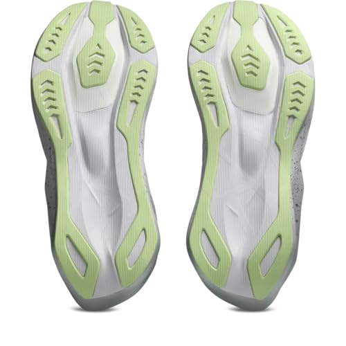 ASICS Mens, Novablast 6 Platinum, Platinum/Glow Green, 8, Medium