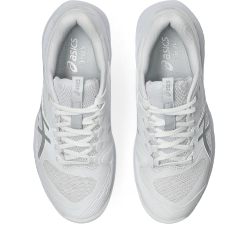 ASICS Women's Solution Speed FlyteFoam 4 Clay Tennis Shoes, 9, White/Pure Silver