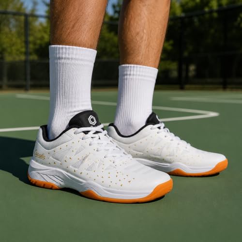 ousadia Men Athletic Tennis Shoes Pickleball Badminton Sneakers Gym Sports Shoes (9, White)