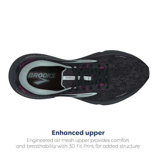 Brooks Women’s Adrenaline GTS 23 Supportive Running Shoe - Black/Light Blue/Purple - 8 Medium