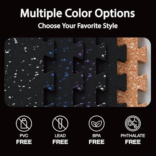 AIRHOP 1" Ultra-Thick 48 Sq Ft Rubber Top Gym Flooring for Home Gym
