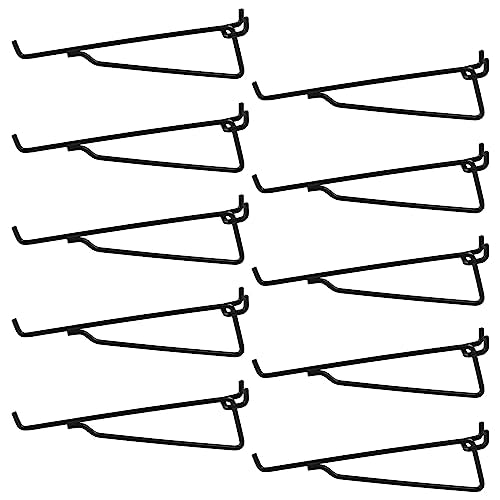 Pegboard Shelf Hooks, 10 Pack 8" Black Peg Board Brackets, Heavy Duty Steel