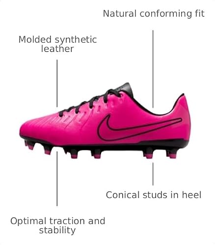 Nike Unisex Kid's Jr. Tiempo Legend 10 Club Multi-Ground Low-Top Soccer Cleats (Little Kid/Big Kid) Fierce Pink/Black 6 Medium
